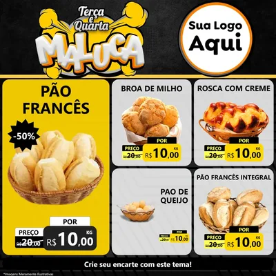 Modelo de Rede Social para Feed Facebook com o tema Terça e Quarta Maluca para Padaria
