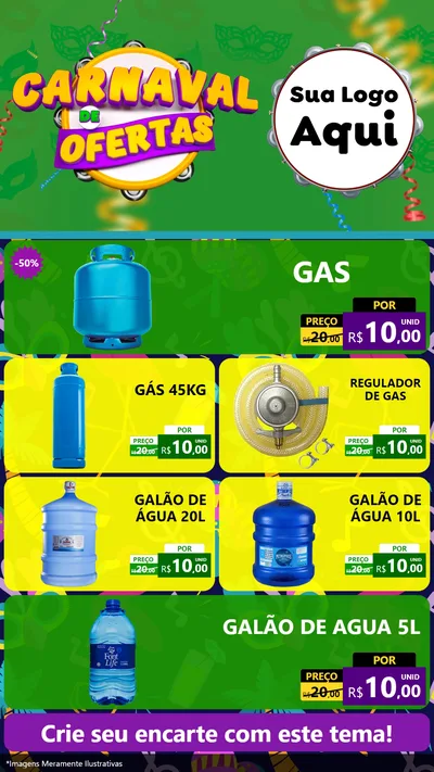 Modelo de TV para TV Vertical com o tema Carnaval de Ofertas para Água e gás