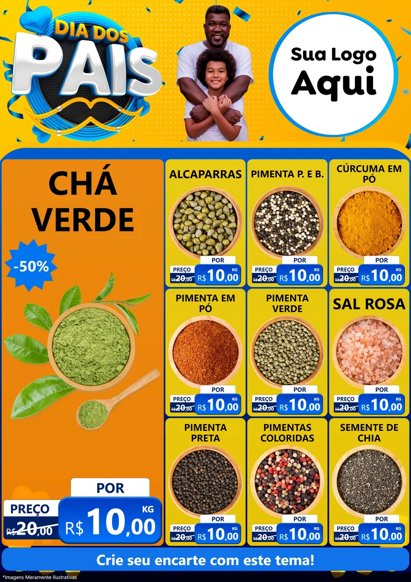 Modelo de Encarte para Encarte A4 Vertical com o tema Dia dos Pais para Produtos Naturais