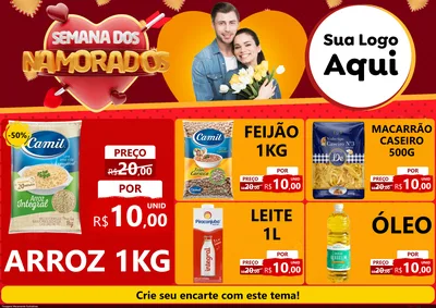Modelo de Encarte para Encarte A4 Horizontal com o tema Semana dos Namorados para Supermercado