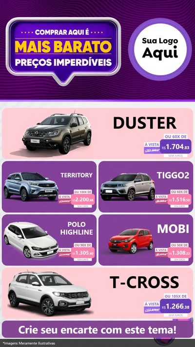 Modelo de TV para TV Vertical com o tema Mais Barato para Concessionaria de Carros