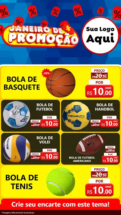 Modelo de TV para TV Vertical com o tema Janeiro de Promoção para Artigos Esportivos