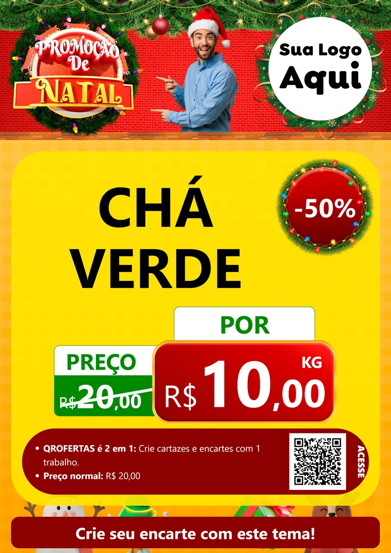 Modelo de Cartaz para Cartaz A4 Vertical com o tema Promoção de Natal para Produtos Naturais
