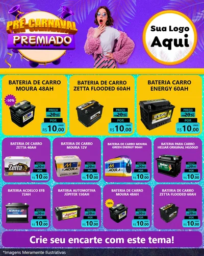 Modelo de Rede Social para Feed Instagram com o tema Pré-Carnaval Premiado para Baterias Elétricas