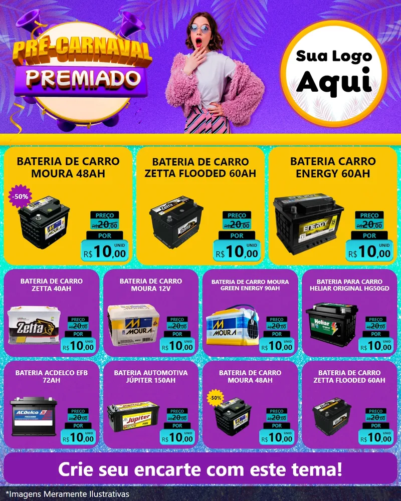 Modelo de Rede Social para Feed Instagram com o tema Pré-Carnaval Premiado para Baterias Elétricas