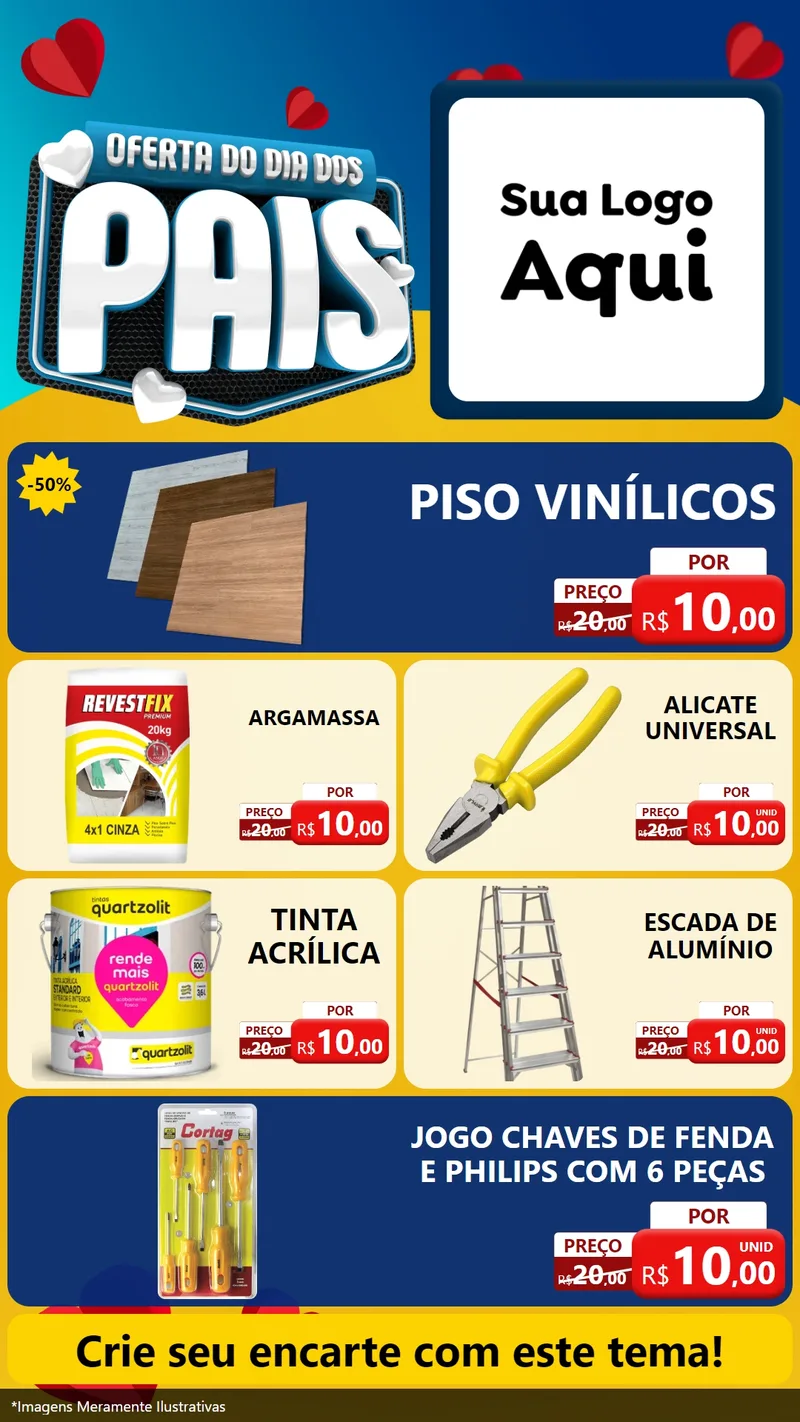 Modelo de TV para TV Vertical com o tema Oferta Do Dia Dos Pais para Material para Construção