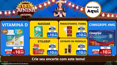 Modelo de TV para TV Horizontal com o tema Festa Junina Ofertas para Farmácia