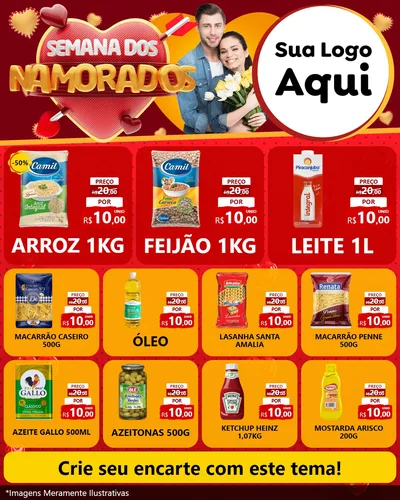 Modelo de Rede Social para Feed Instagram com o tema Semana dos Namorados para Supermercado