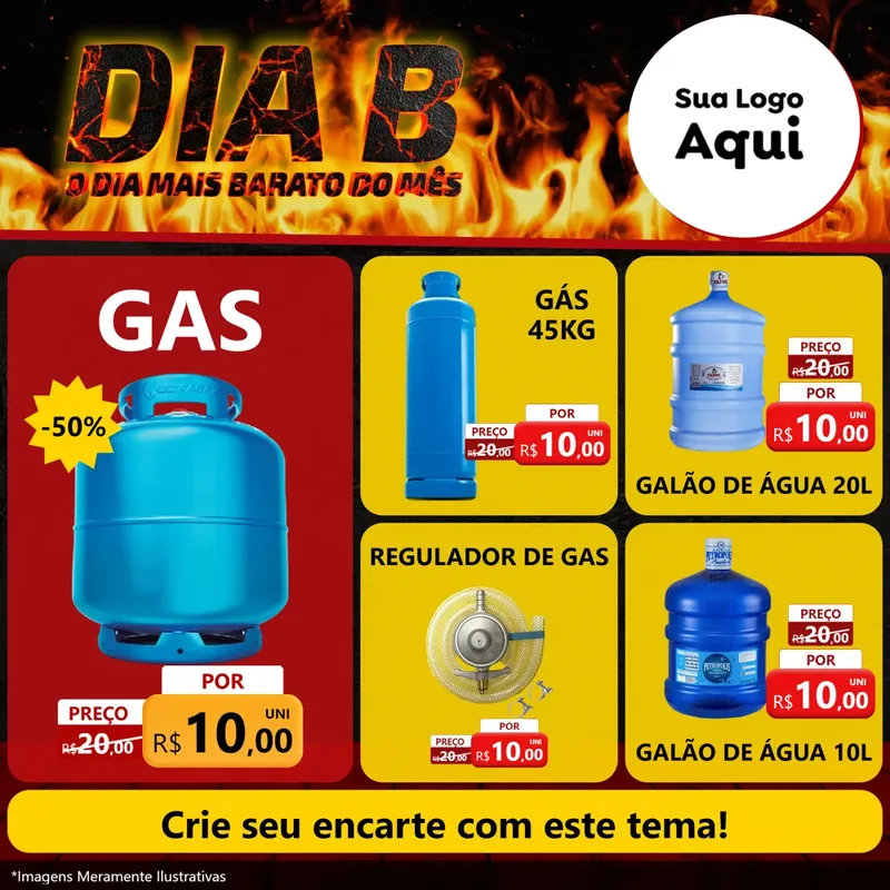 Modelo de Rede Social para Feed Facebook com o tema Dia B para Água e gás