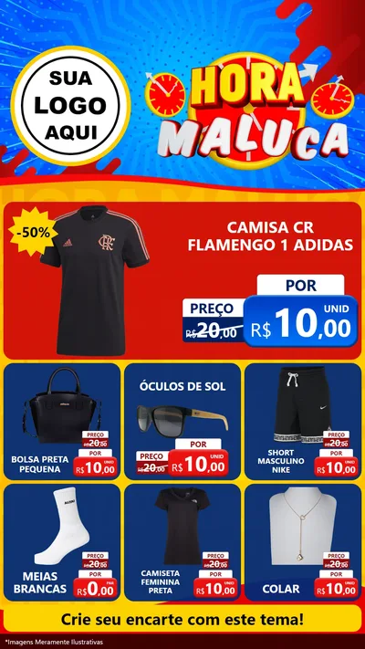 Modelo de Rede Social para Stories com o tema Hora Maluca para Roupas e acessórios
