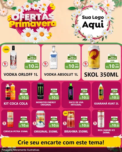 Modelo de Rede Social para Feed Instagram com o tema Ofertas de Primavera para Distribuidora de bebidas