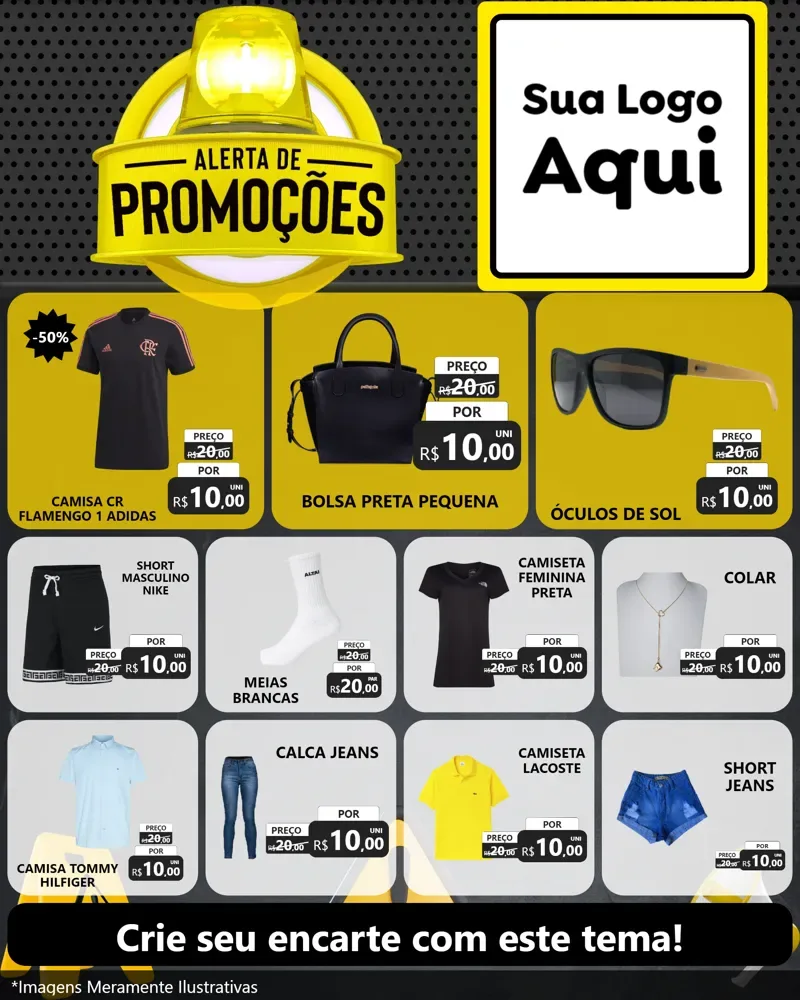 Modelo de Rede Social para Feed Instagram com o tema Alerta de Promoções para Roupas e acessórios