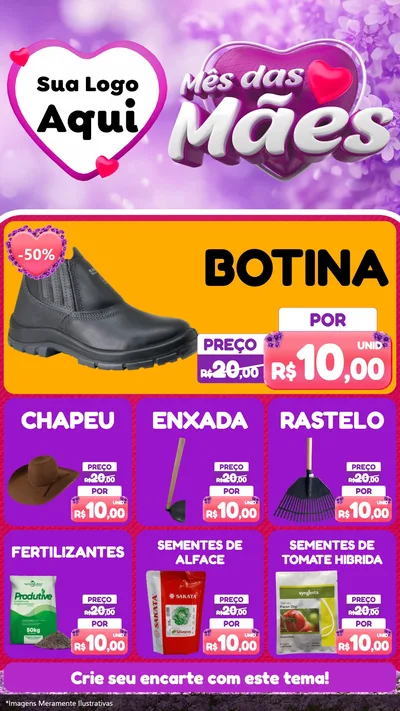 Modelo de Rede Social para Stories com o tema Mês das Mães para Agropecuária
