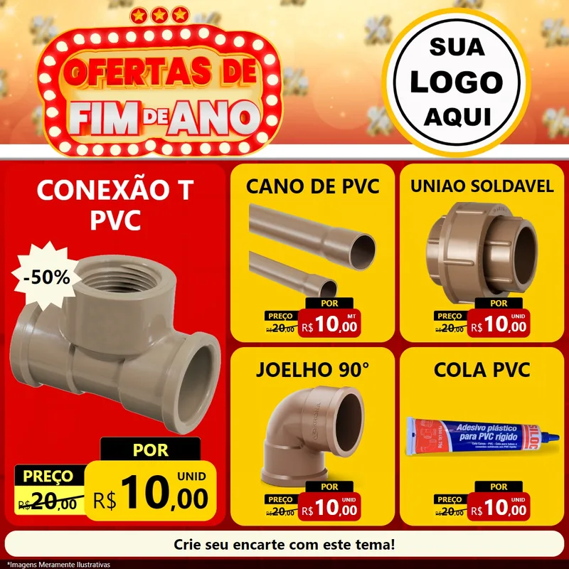 Modelo de Rede Social para Feed Facebook com o tema Ofertas de Fim de Ano para Tubos e conexões