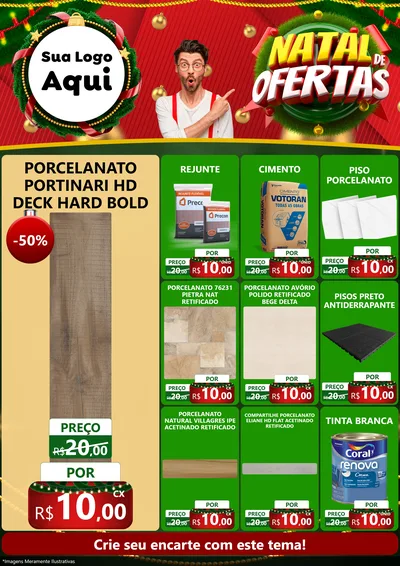 Modelo de Encarte para Encarte A4 Vertical com o tema Natal de Ofertas para Pisos e revestimentos