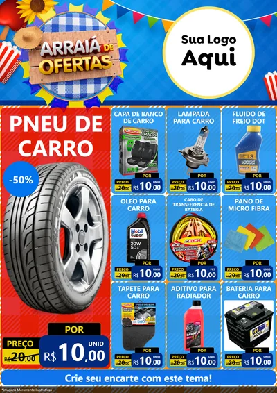 Modelo de Encarte para Encarte A4 Vertical com o tema Arraiá de Ofertas para Auto peças