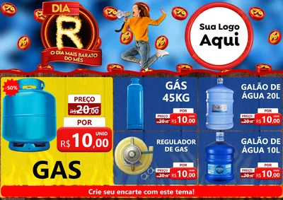 Modelo de Encarte para Encarte A4 Horizontal com o tema Dia R - O Dia Mais Barato Do Mês para Água e gás