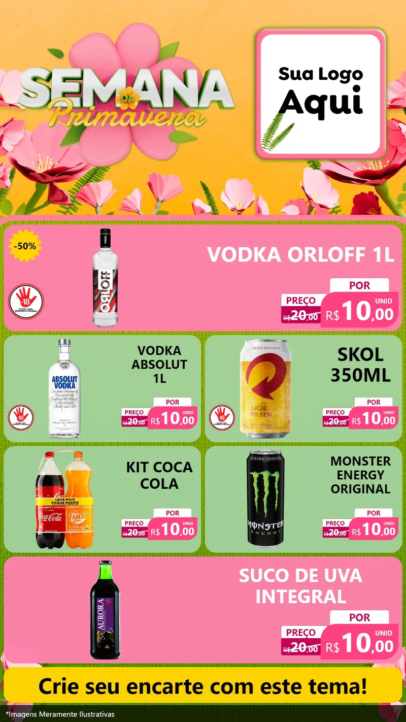 Modelo de TV para TV Vertical com o tema Semana da Primavera para Distribuidora de bebidas