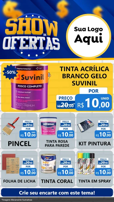 Modelo de Rede Social para Stories com o tema Show de Ofertas para Tintas e Ferramentas