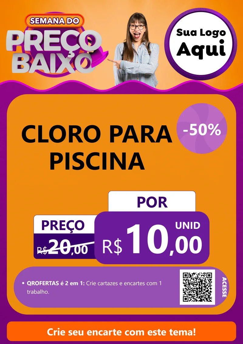 Modelo de Cartaz para Cartaz A4 Vertical com o tema Semana do Preço Baixo para Produtos para Piscina