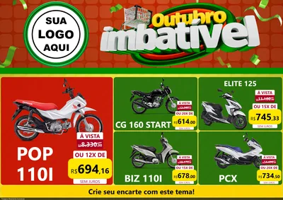 Modelo de Encarte para Encarte A4 Horizontal com o tema Outubro Imbatível para Concessionaria de Motos