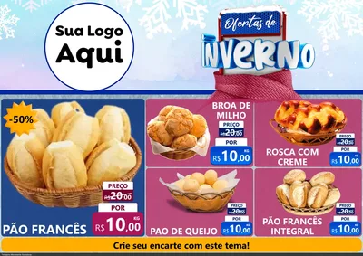 Modelo de Encarte para Encarte A4 Horizontal com o tema Ofertas de Inverno para Padaria