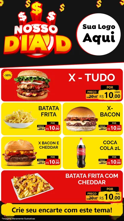 Modelo de TV para TV Vertical com o tema Nosso Dia D para Hamburgueria