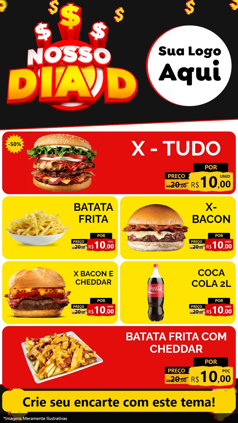 Modelo de TV para TV Vertical com o tema Nosso Dia D para Hamburgueria