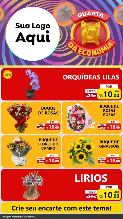 Modelo de TV para TV Vertical com o tema Quarta da Economia para Floricultura e jardim