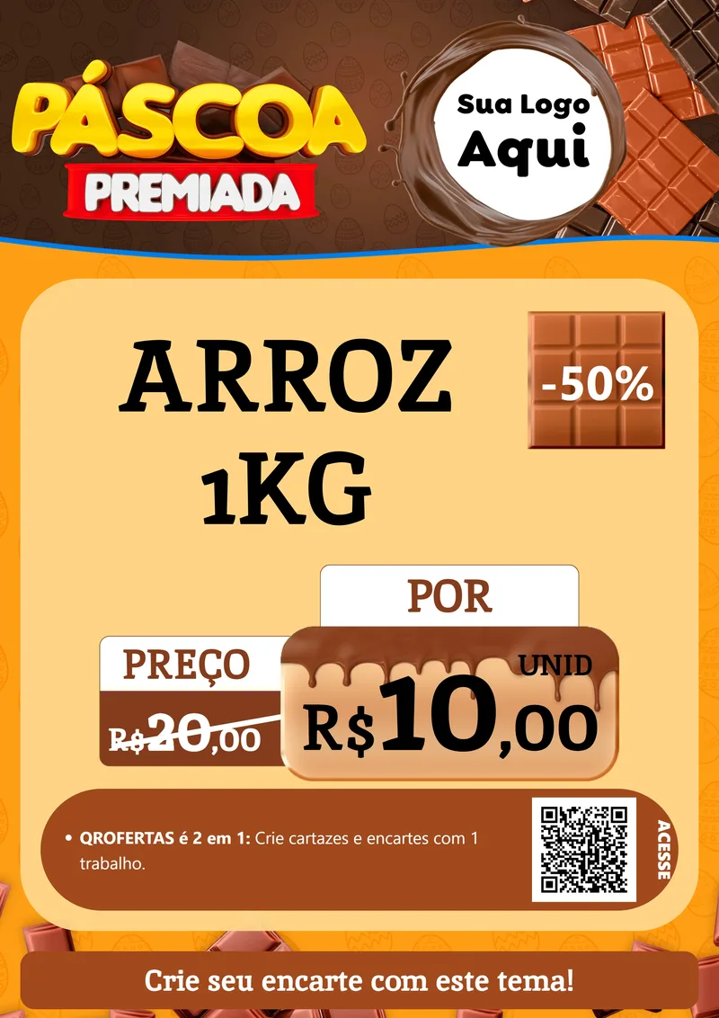 Modelo de Cartaz para Cartaz A4 Vertical com o tema Páscoa Premiada para Supermercado