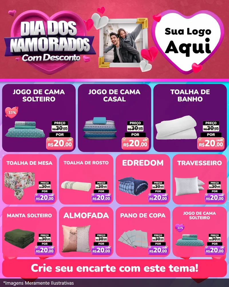 Modelo de Rede Social para Feed Instagram com o tema Dia Dos Namorados Com Desconto para Cama, Mesa e Banho