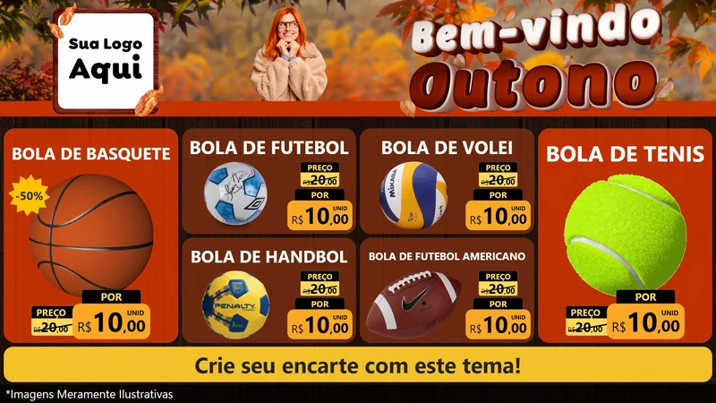 Modelo de TV para TV Horizontal com o tema Bem-vindo Outono para Artigos Esportivos