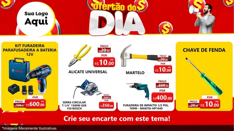 Modelo de TV para TV Horizontal com o tema Ofertão do dia para Maquinas e Ferramentas