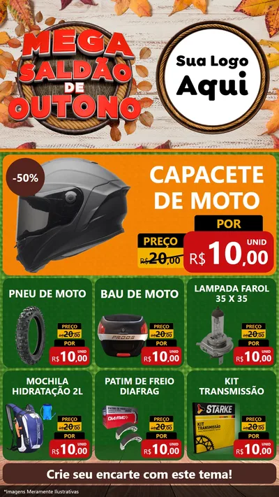 Modelo de Rede Social para Stories com o tema Mega Saldão de Outono para Moto peças