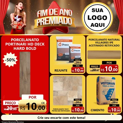 Modelo de Rede Social para Feed Facebook com o tema Fim de Ano Premiado para Pisos e revestimentos