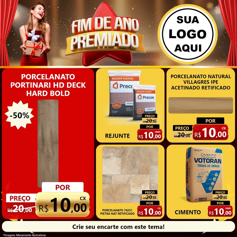 Modelo de Rede Social para Feed Facebook com o tema Fim de Ano Premiado para Pisos e revestimentos