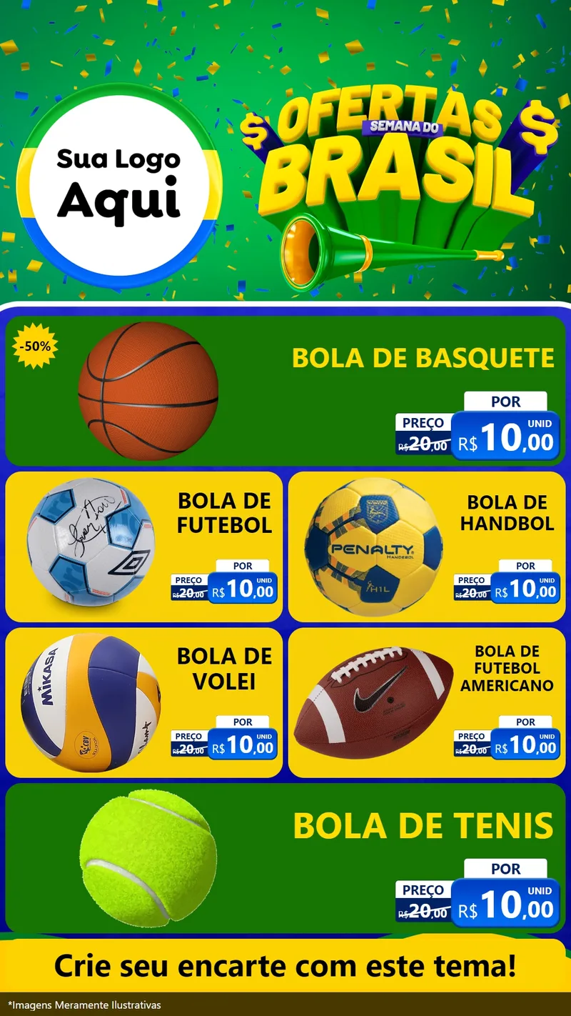 Modelo de TV para TV Vertical com o tema Ofertas Semana do Brasil para Artigos Esportivos