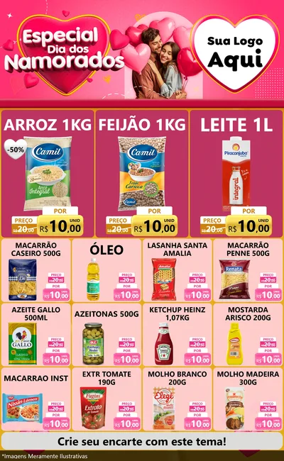 Modelo de Encarte para Encarte Grande com o tema Especial Dia dos Namorados para Supermercado