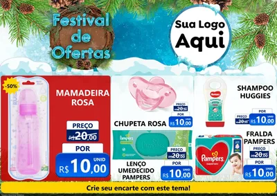 Modelo de Encarte para Encarte A4 Horizontal com o tema Festival de Ofertas - Inverno para Bebês