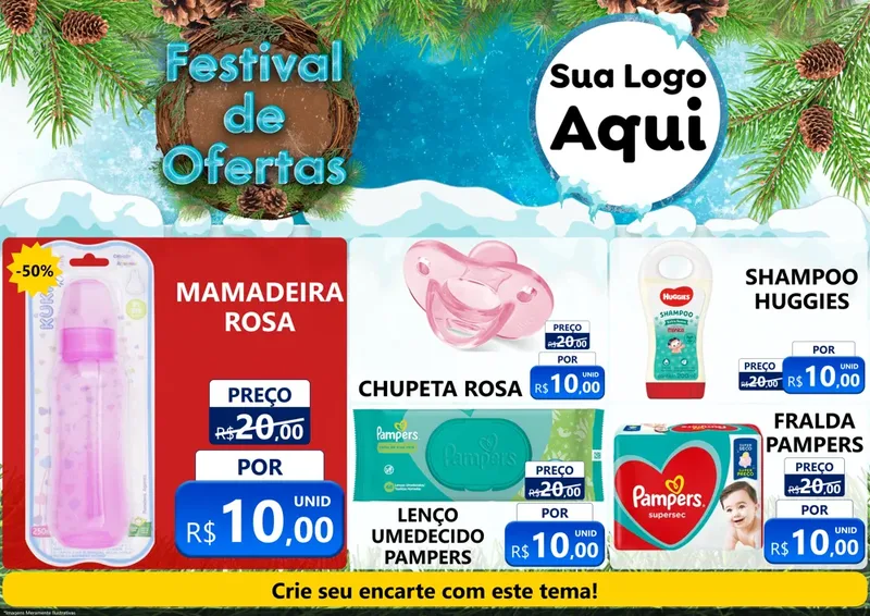 Modelo de Encarte para Encarte A4 Horizontal com o tema Festival de Ofertas - Inverno para Bebês