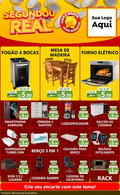 Modelo de Encarte para Encarte Grande com o tema Segundou do Real para Móveis e Eletro