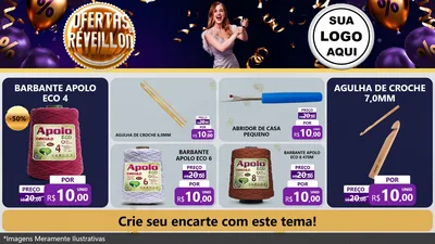 Modelo de TV para TV Horizontal com o tema Ofertas de Réveillon para Armarinho e Aviamentos
