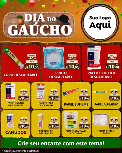 Modelo de Rede Social para Feed Instagram com o tema Dia do Gaúcho para Embalagens