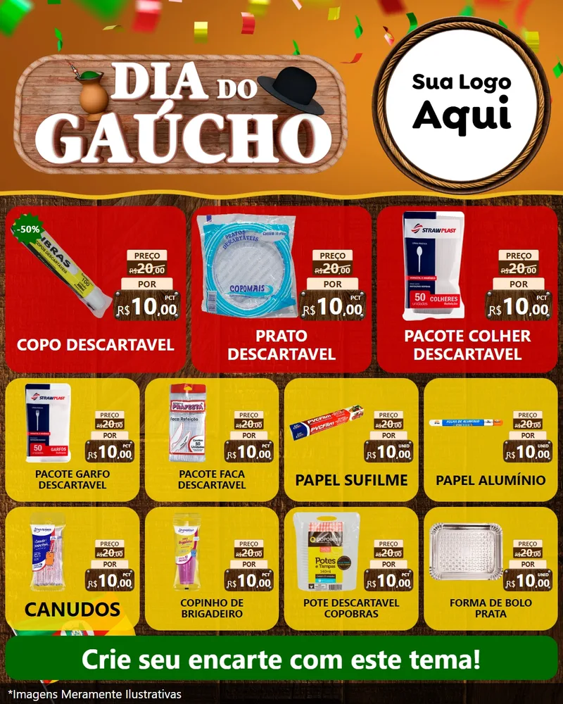 Modelo de Rede Social para Feed Instagram com o tema Dia do Gaúcho para Embalagens