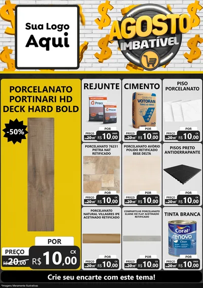 Modelo de Encarte para Encarte A4 Vertical com o tema Agosto imbatível para Pisos e revestimentos