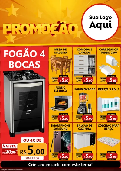 Modelo de Encarte para Encarte A4 Vertical com o tema Promoção para Móveis e Eletro