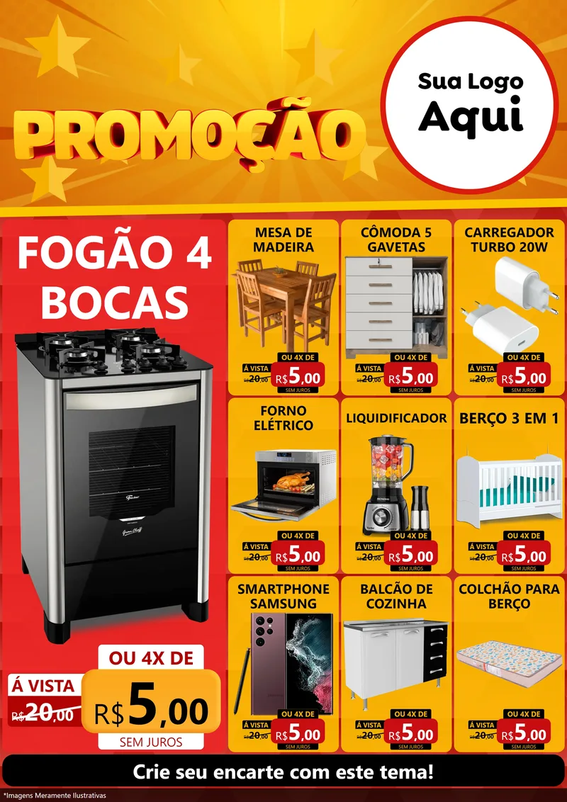 Modelo de Encarte para Encarte A4 Vertical com o tema Promoção para Móveis e Eletro