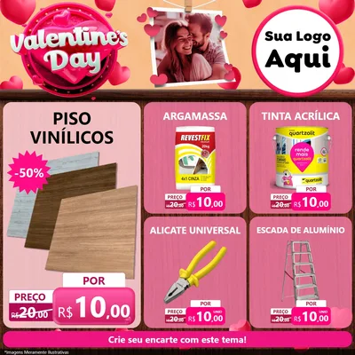 Modelo de Rede Social para Feed Facebook com o tema Valentine's Day para Material para Construção