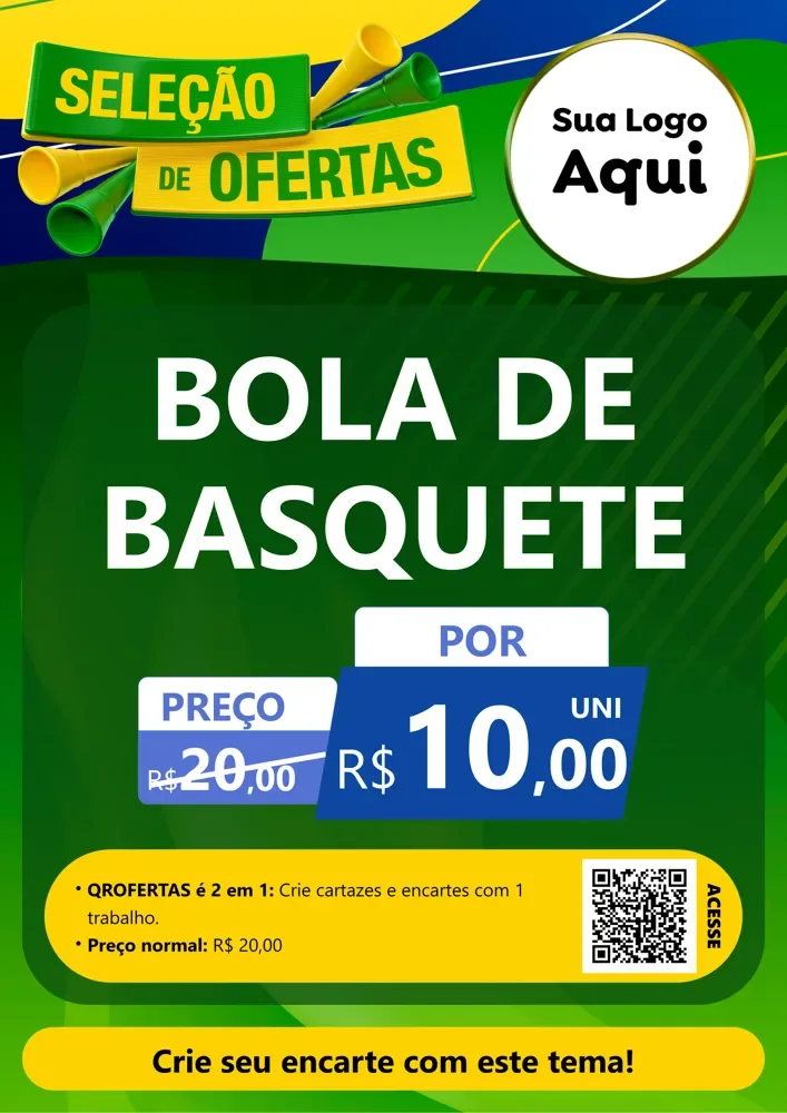 Modelo de Cartaz para Cartaz A4 Vertical com o tema Seleção de Ofertas - Copa para Artigos Esportivos