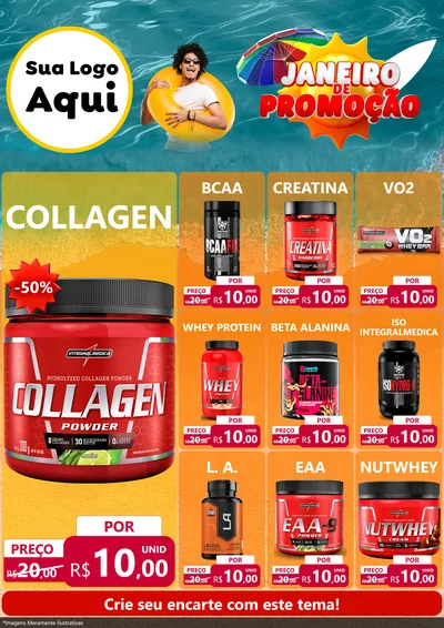 Modelo de Encarte para Encarte A4 Vertical com o tema Janeiro de Promoção para Suplementos alimentares
